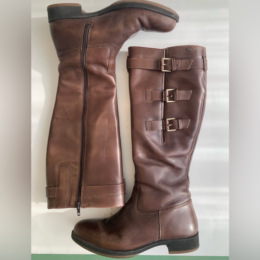 Ecco Tall Brown Riding boots Genuine Leather NEW Condition